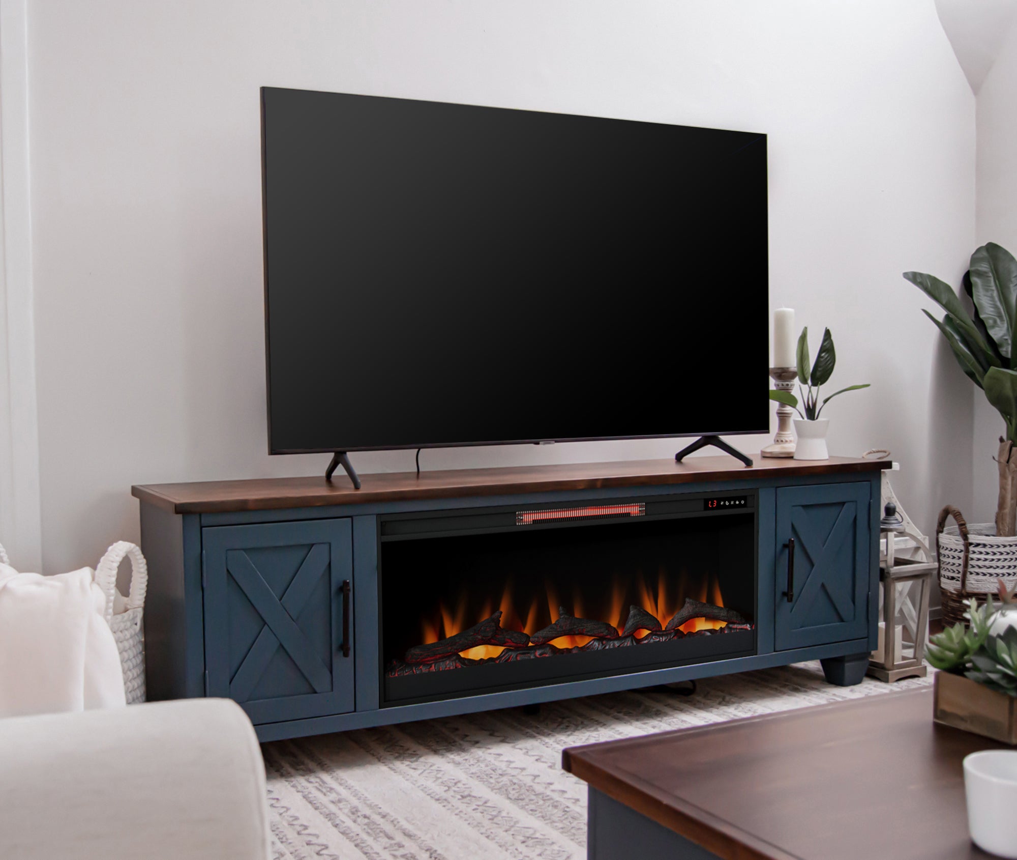 Tv stand with fireplace up outlet to 75 inch