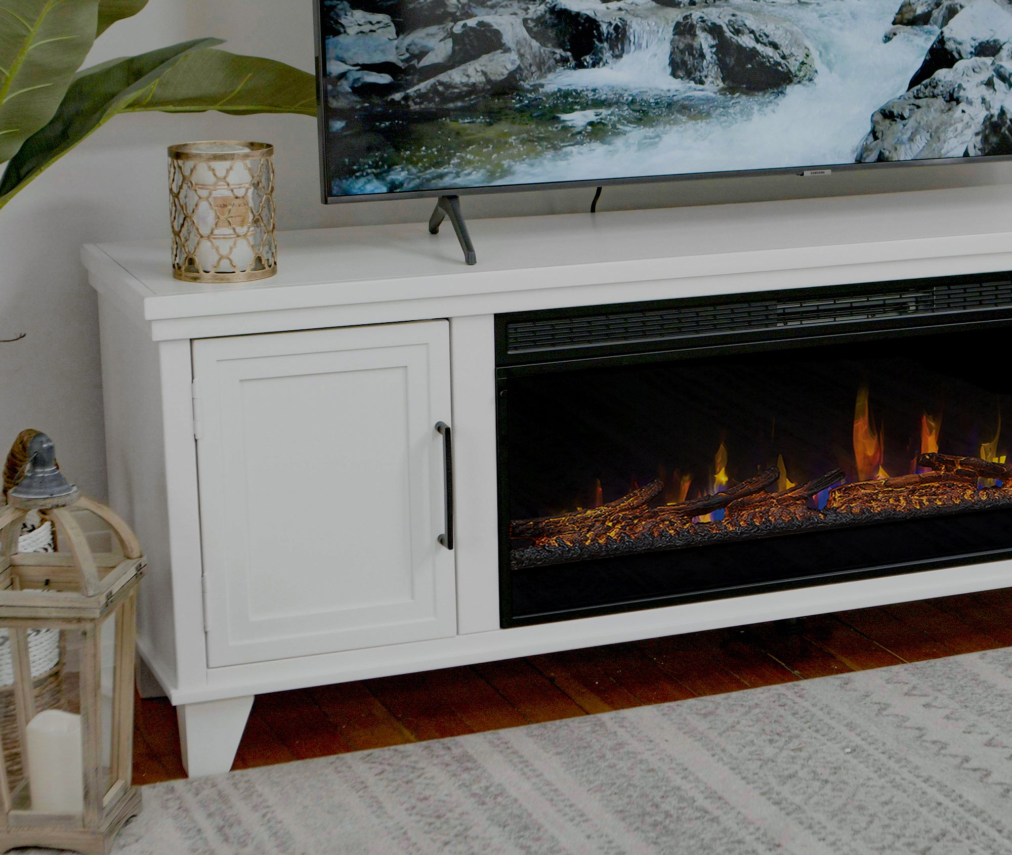 Mitchellville tv deals stand with fireplace