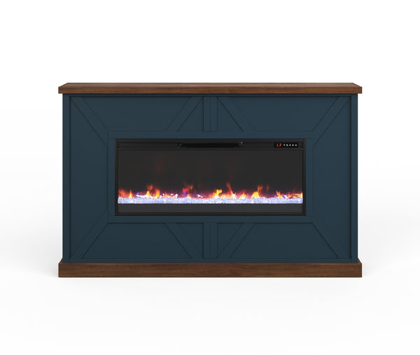 66" Liberty Farmhouse Electric Fireplace Mantel Denim/Whiskey - Transitional