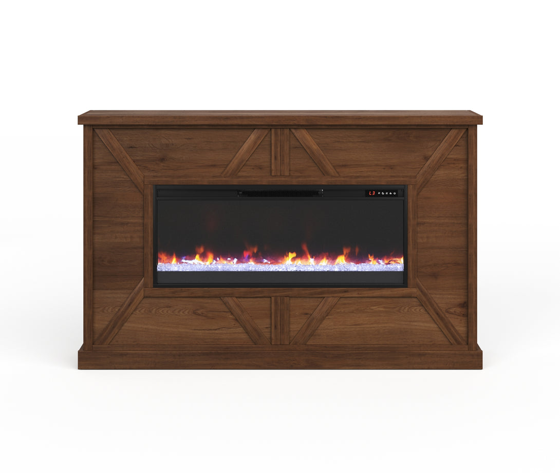 66" Liberty Farmhouse Electric Fireplace Mantel Whiskey - Transitional