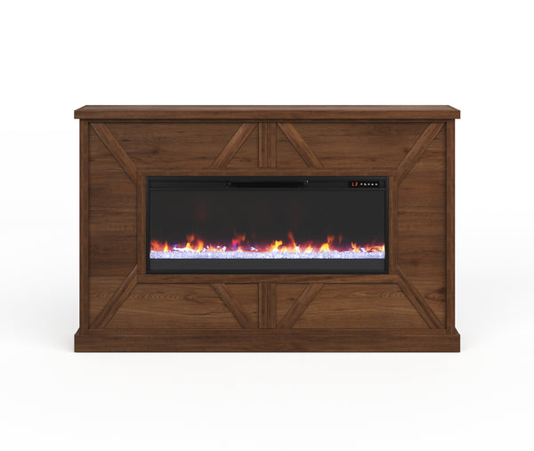 66" Liberty Farmhouse Electric Fireplace Mantel Whiskey - Transitional