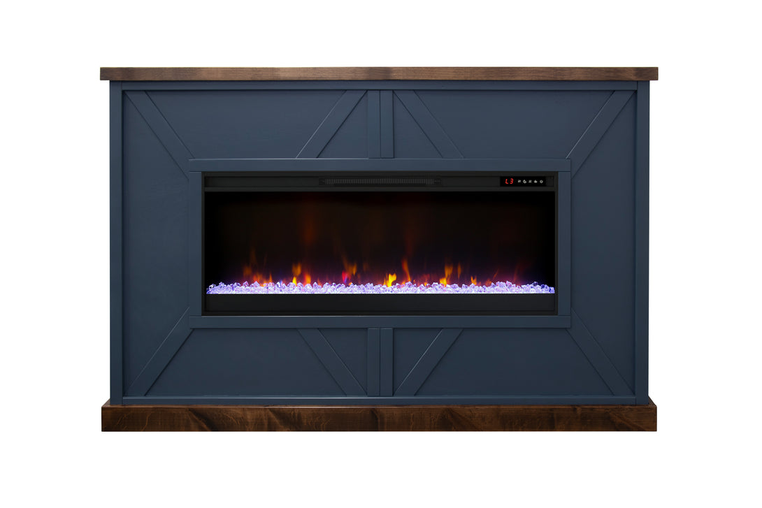 66" Liberty Farmhouse Electric Fireplace Mantel Denim/Whiskey Transitional