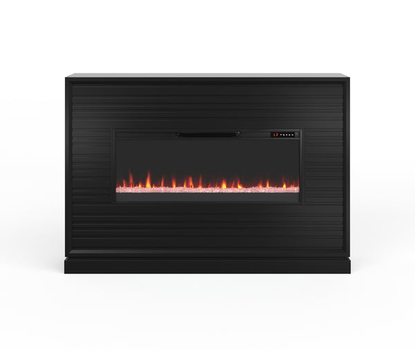 64" Malibu Modern Electric Fireplace Mantel Moody Black - Modern