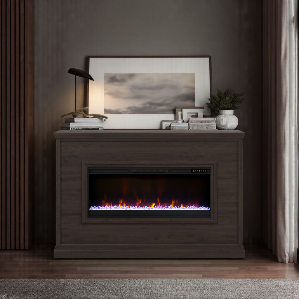 66 inch Sonoma Transitional Electric Fireplace Java Mantel - Transitional