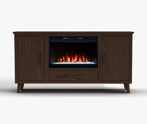 Arcadia 64 inch Electric Fireplace TV Stand Dark Walnut Brown - Mid Century Modern