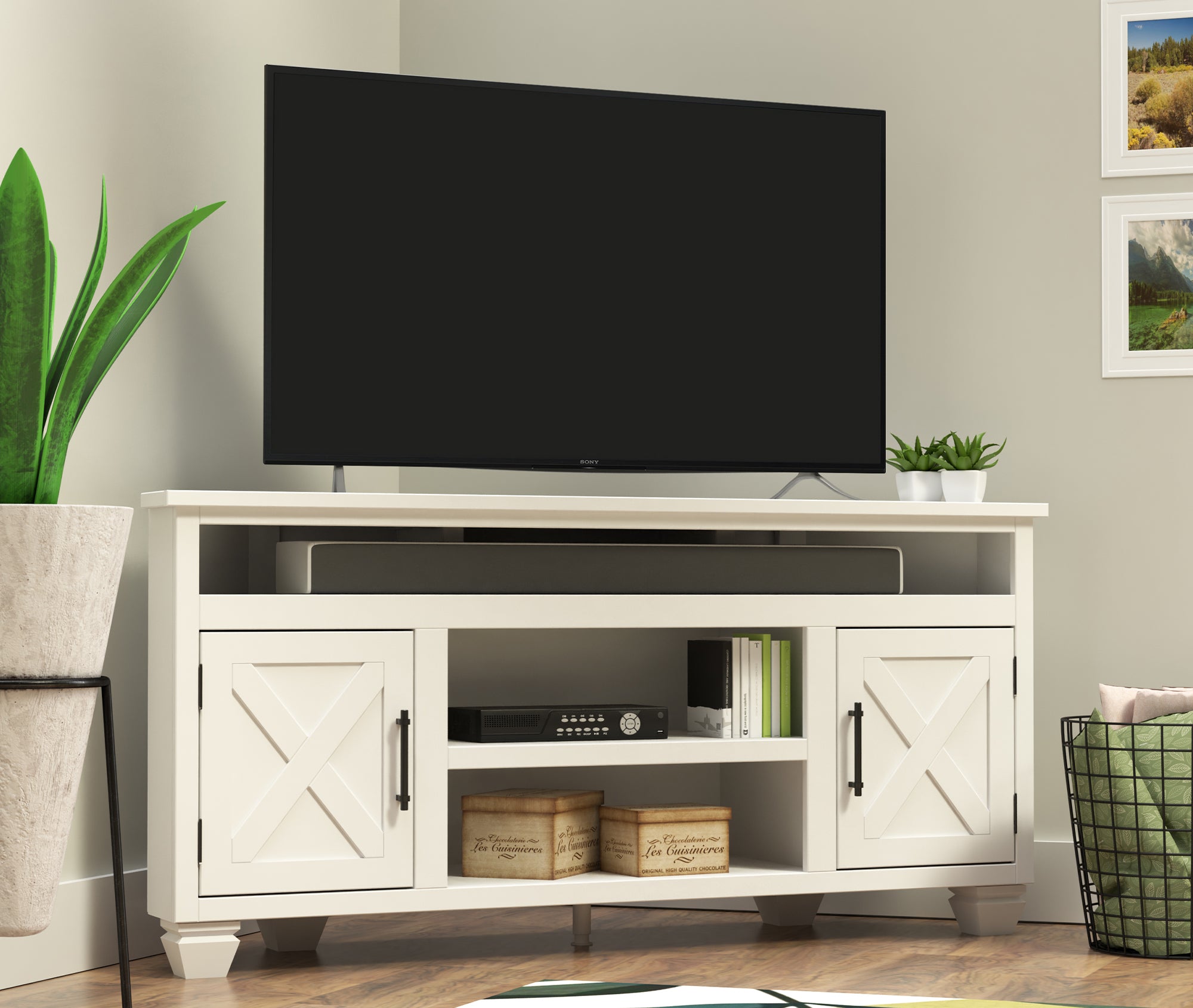 Corner tv stand for deals a 65 inch tv