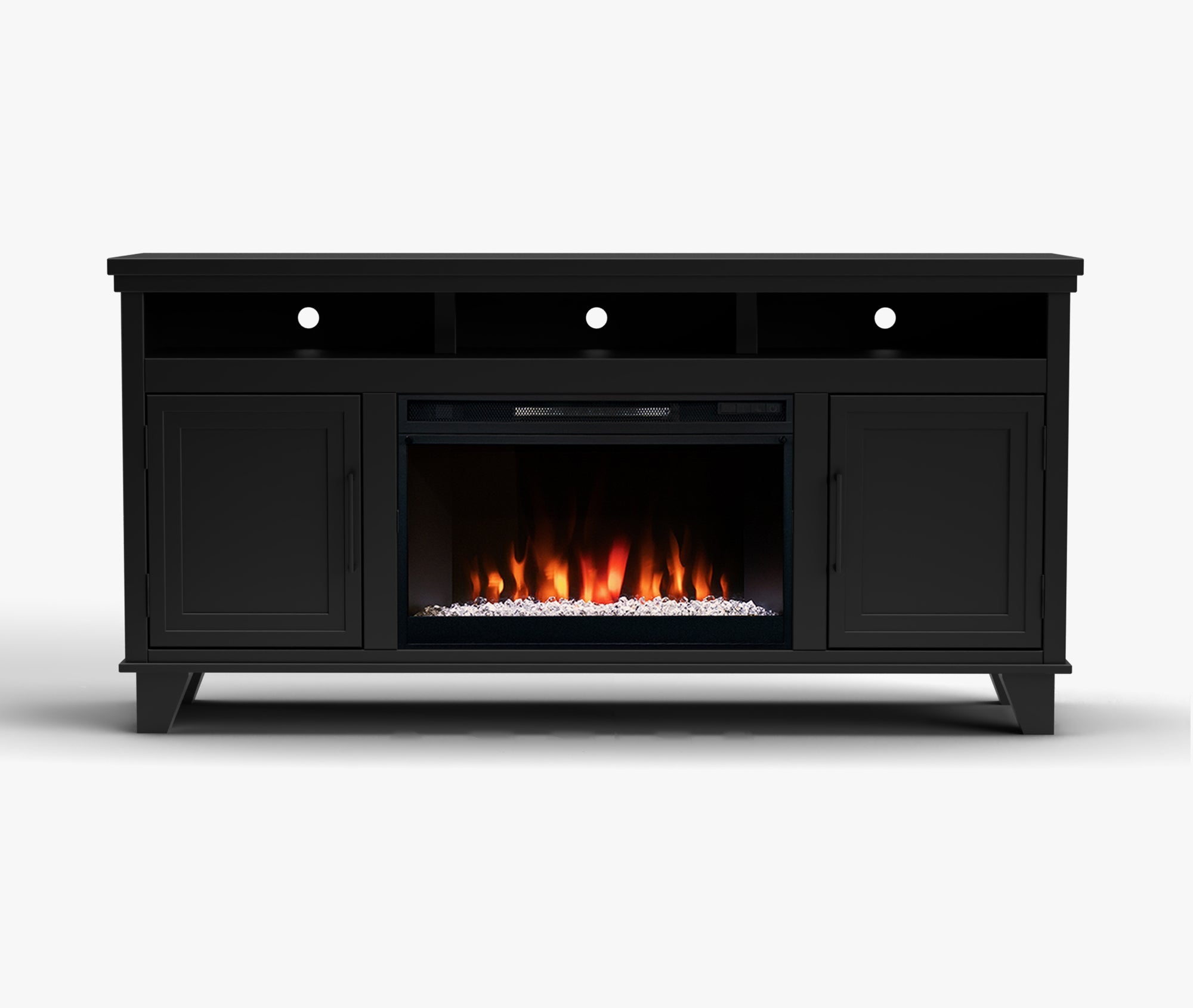 Black 65 inch tv deals stand with fireplace